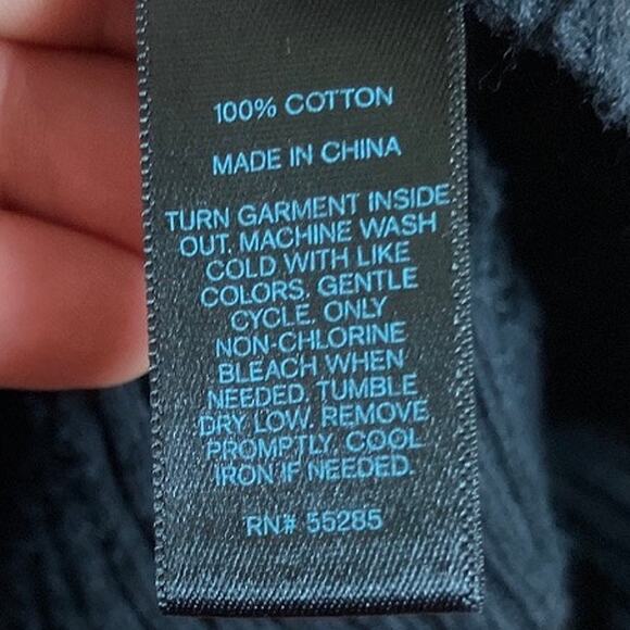 Express Womens Sweater Black Cardigan Open Front Knit Long Sleeve 100% Cotton M - Picture 7 of 12